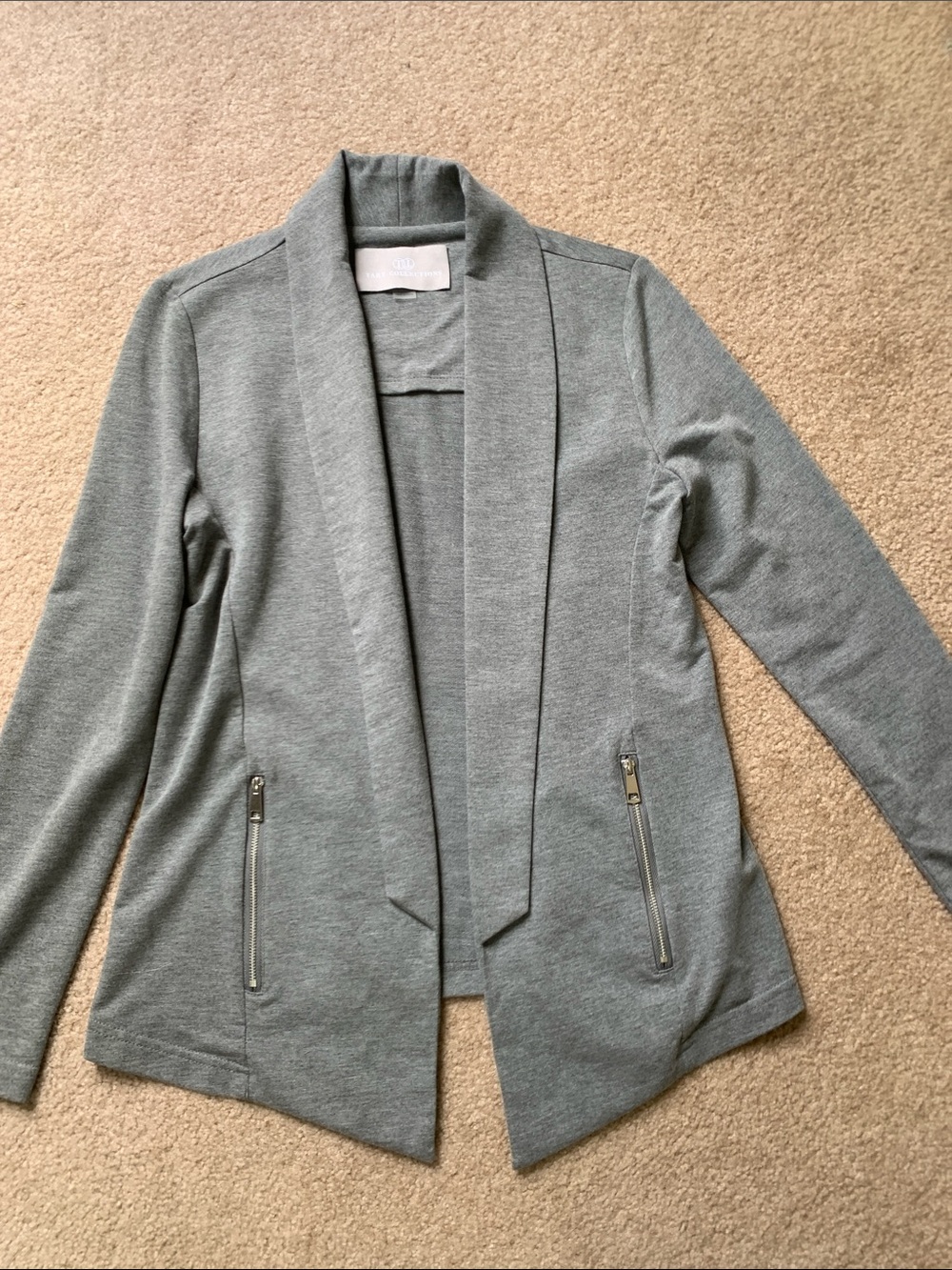 Tart Collections Light Gray Open Front Women's Blazer Cardigan
